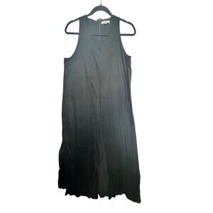 Madewell Black Cotton Tank Midi Dress Sz 10 Split Hem Panel Front‎ Minimalist
